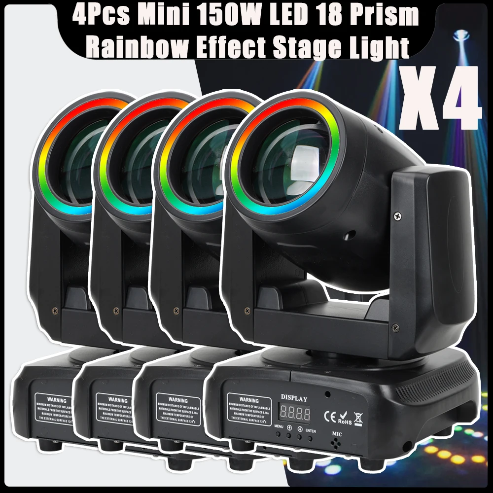 

4pcs/lot YUER MINI 150W LED Moving Head Light With SMD Beam 12 Pattern 6+12 Prism Rainbow Effect DMX512 For DJ Disco Stage Light