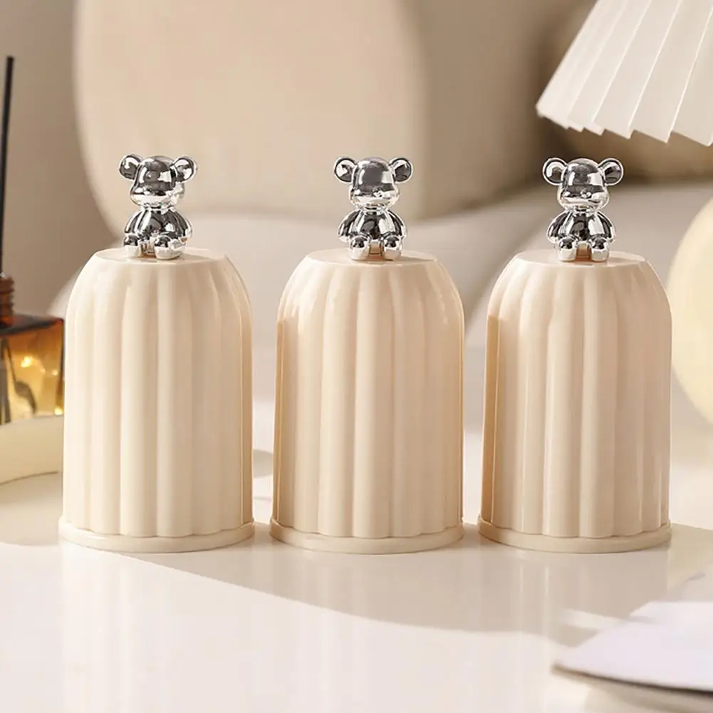 Toothpick Dispenser Toothpick Storage Box with Bear Lid Dust-proof Toothpick Holder Modern Dispenser Container for Home Office