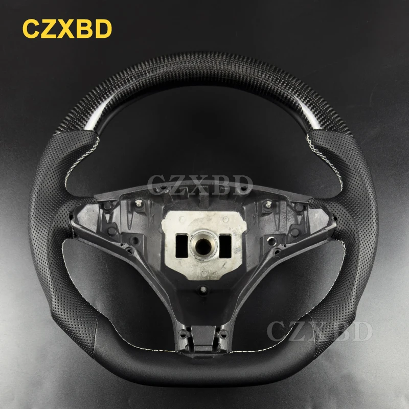 For Tesla Model S Model X 2013-2021 Real Glossy Matte Carbon Fiber Steering Wheel High Quality Leather Alcantara Customized - Image 3