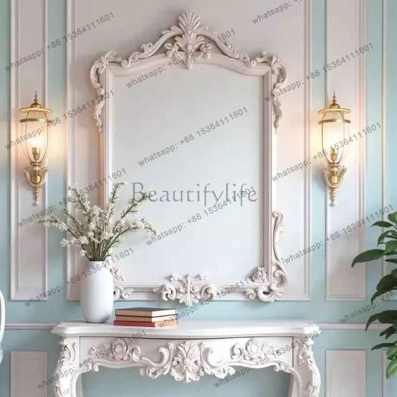 LD French exquisite engraving art mirror wall-mounted background wall entrance decorative mirror