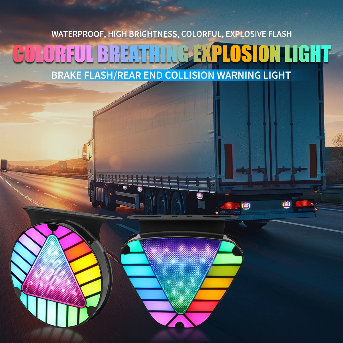 

1/2PCS 12V 24V RGB Round/Triangle LED Tail Light Motorcycle Rear Safety Flashing Signal Lamps Auto Truck Strobe Warning Light