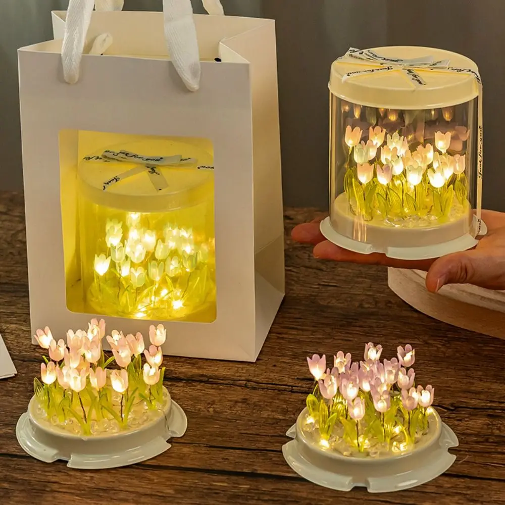 

New DIY Tulip Night Light Handmade Unfinished Products Cake-shaped Lights Small Night Lamp Home Decor