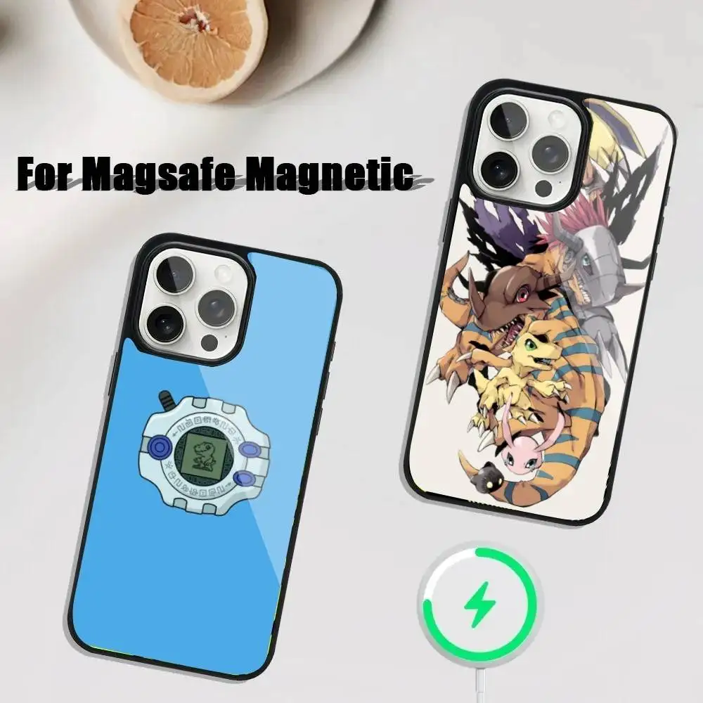 

D-Digimon Cartoon Phone Case For iPhone 17,16,15,14,13,12,11,Pro,Max,Plus,Mini,SE4,E Magnetic Magsafe Wireless Charging