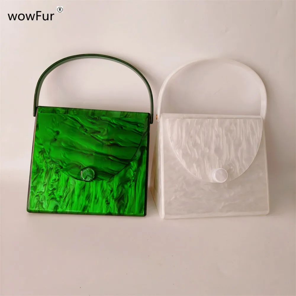 Big Size Heavy Marble Green White Leopard Acrylic Bag Handle Women Evening Pvc Tote Wedding Gift Lady Beach Handbag And Purse