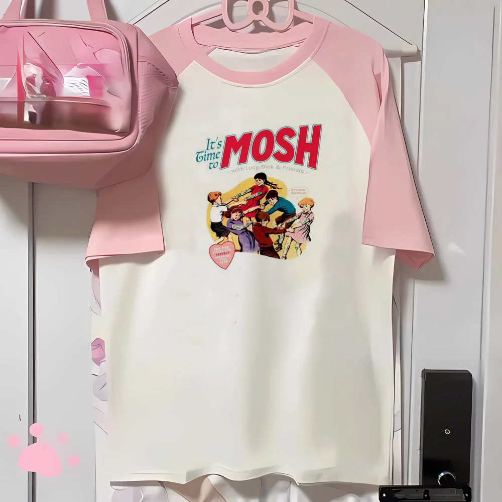 

Винтажная Футболка Y2k, женский дышащий Модный японский Топ, одежда для девушек с мангой