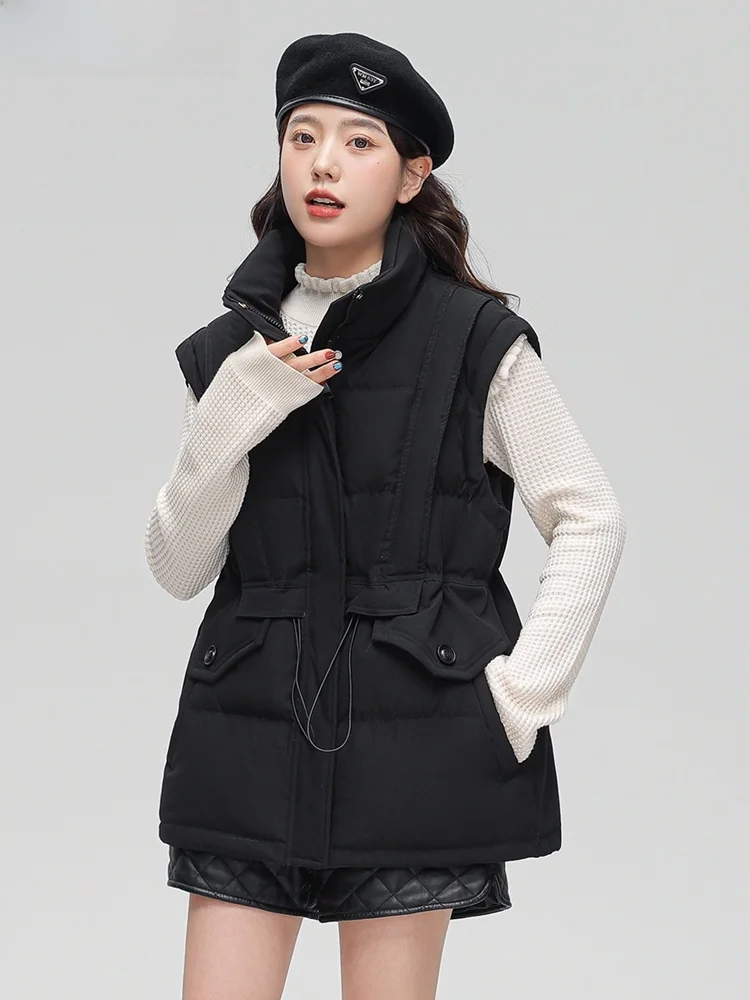 

Модный женский пуховый жилет свободного кроя, стройнящий, осенне-зимняя новая модель верхней одежды в корейском стиле из ткани с эффектом памяти