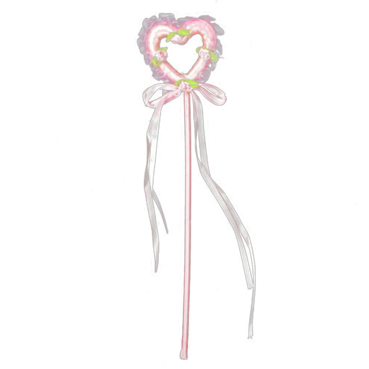

Heart Wand White Lightweight Cloth Long Rod Magical for Girls Birthday Party Baby Shower Halloween Fairy Wand Peach