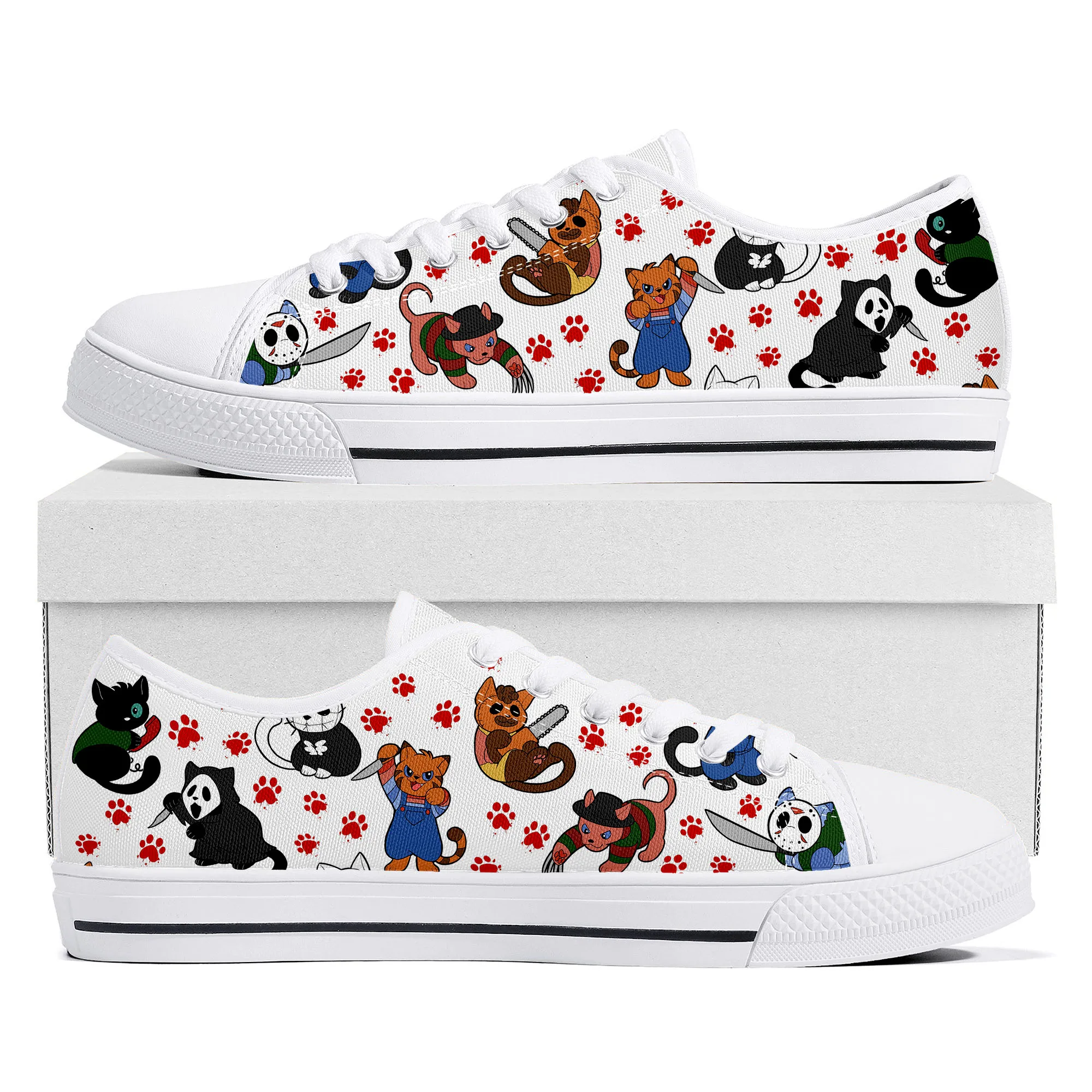 Cat Horror Movies for Cat Lovers Low Top High Quality Sneakers Mens Womens Teenager Tailor-made Shoe Canvas Sneaker Couple Shoes