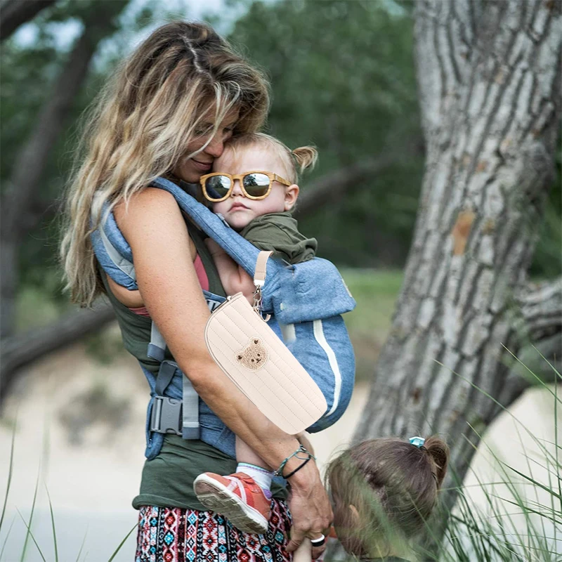 قطعة واحدة من حقيبة نقل حليب الثدي القطنية، حقيبة زجاجات الأطفال المعزولة، حامل زجاجات الأطفال الحراري، نمط الدب الرائع، سهل التنظيف