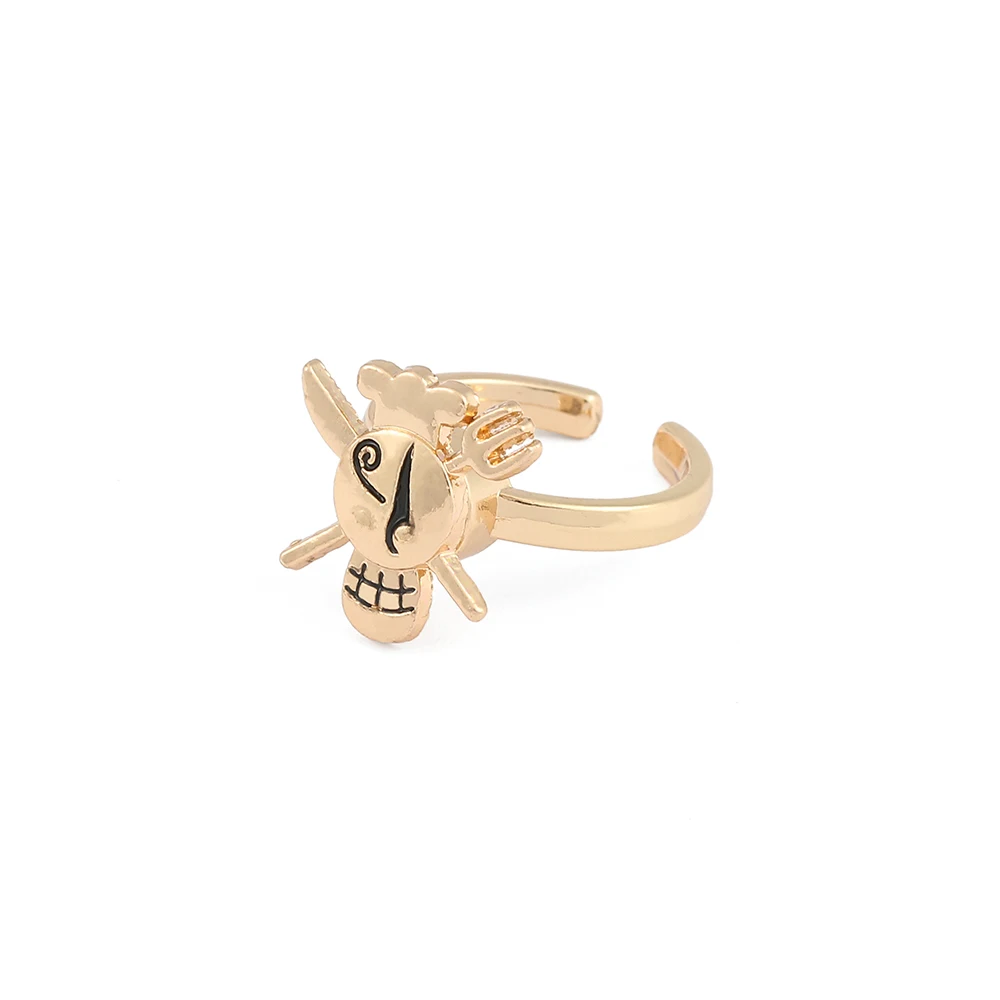 Bandai Anime ONE PIECE Spin Rings Luffy Sanji Law Open Adjustable Rings Cartoon Rotatable Skull Finger Jewelry Gift for Fans