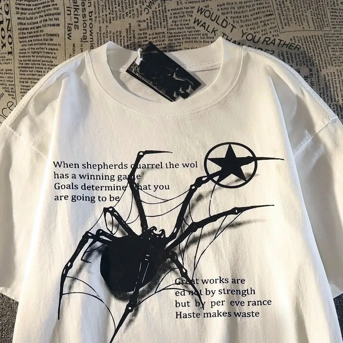 

T-shirt Y2K Korean Men Streetwear Spider Graphic Acubi Harajuku Short Sleeve T-Shirts Grunge Aesthetics Oversized Tops Clothes