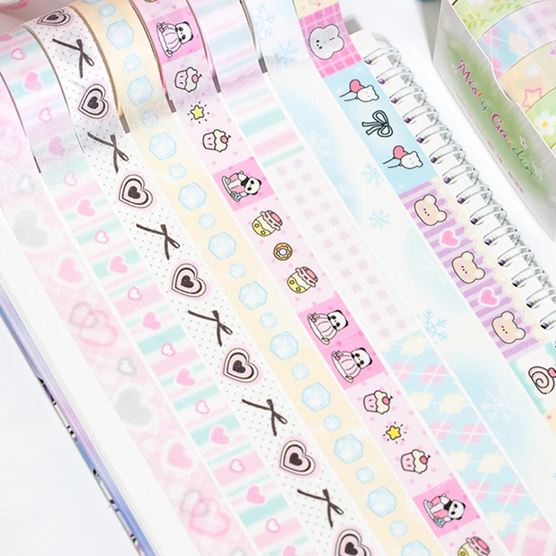 5Rolls/Set Korean Fine Flash Washi Tape Set Dream Selling Galaxy Cute Girl Sticker Handbook DIY Material Loop Stickers