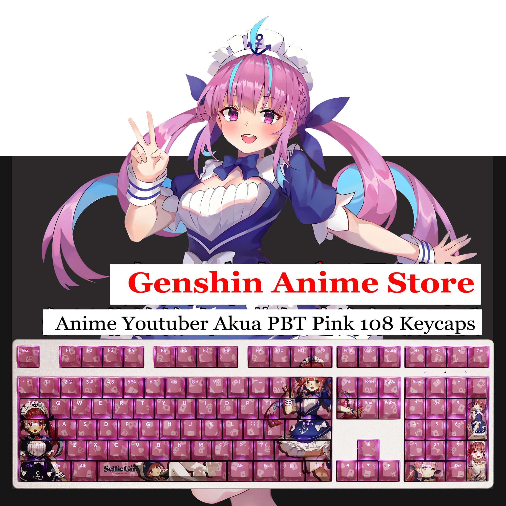 capuchons-de-touches-de-dessin-anime-youtuber-akua-pbt-rose-108-accessoires-de-cosplay-axe-satellite-d'animation-capuchons-de-touches-lateraux-graves-fournitures-de-table-de-jeu