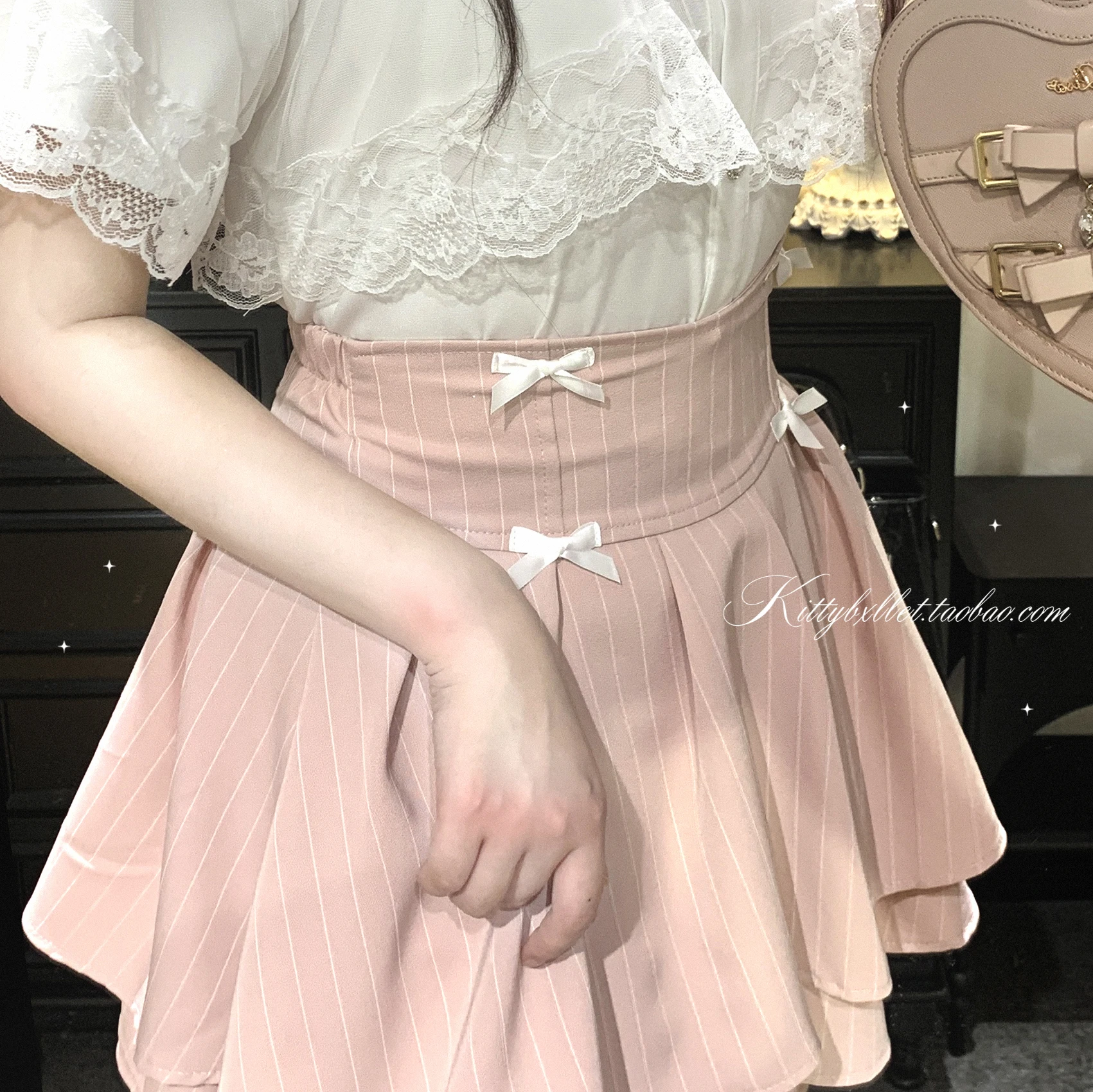 Japanese Mines Style Sweet Cute Double-layer Mini Skirt Bow High Waist A-line Striped Versatile Lolita Short Skirt Women Summer
