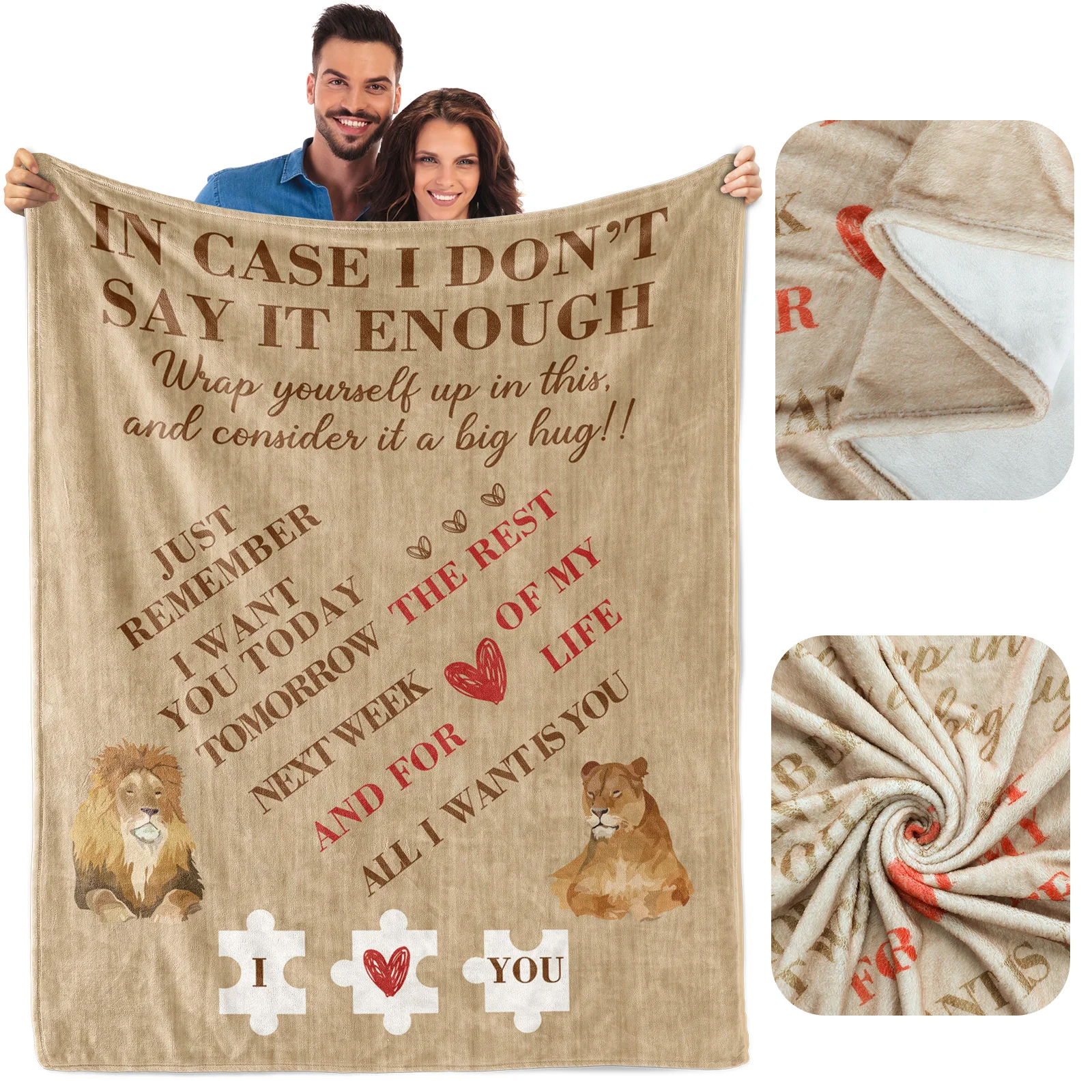 

"I Love You" Double-sided Super Soft Flannel Blanket, for Valentine's Day, Home, Travel