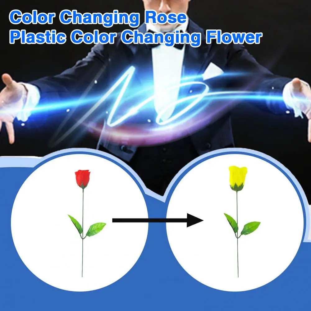 Rose Color Changing Prop Color Changing Rose Trick Toy for Stage Illusions Party Surprises Red to Yellow Flower for Valentine's