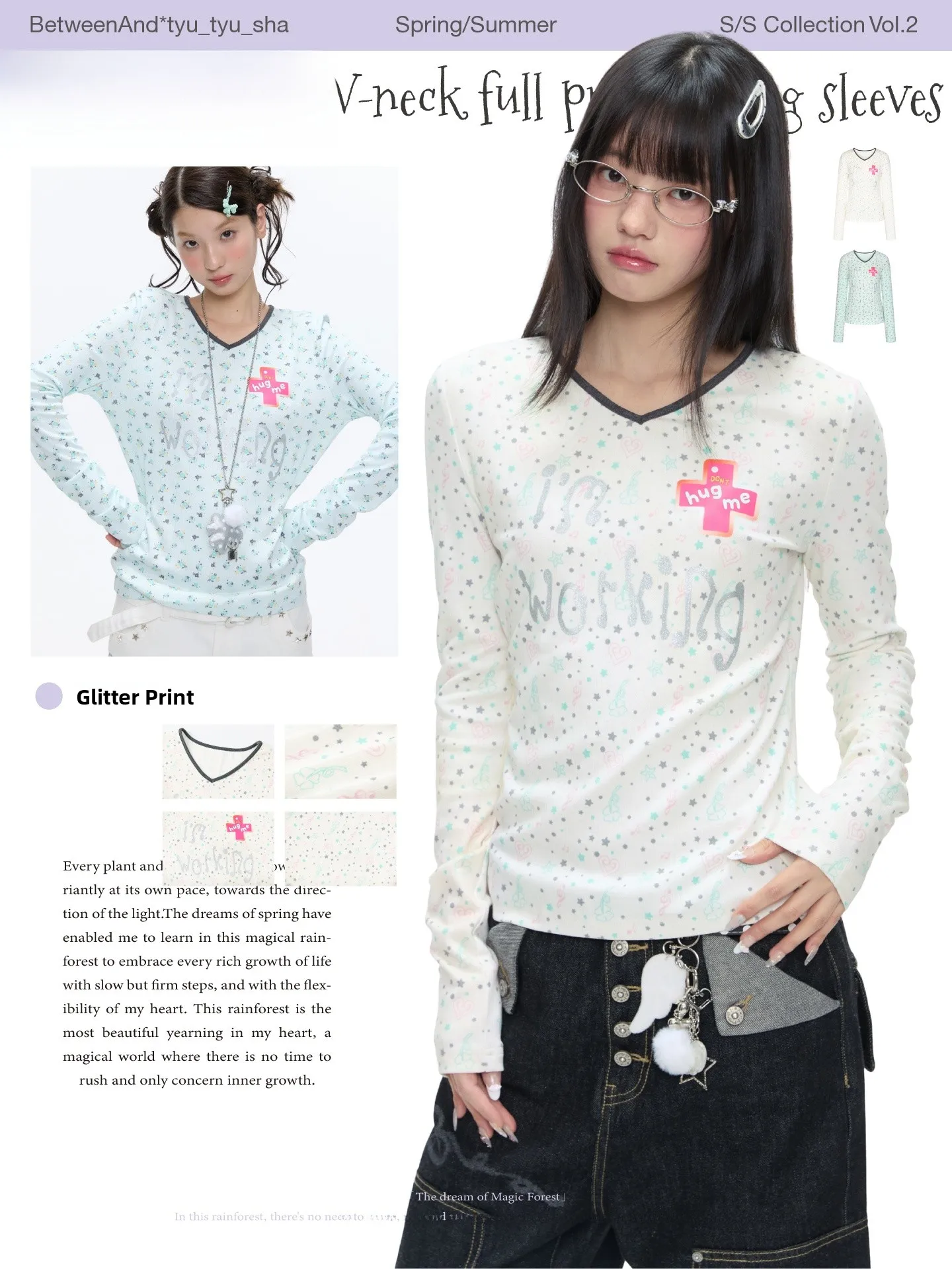 Loose Long Sleeve V-Neck Work T-Shirt Music Box Melody Print Commute Style Polyester Blend Comfortable Ladies Top
