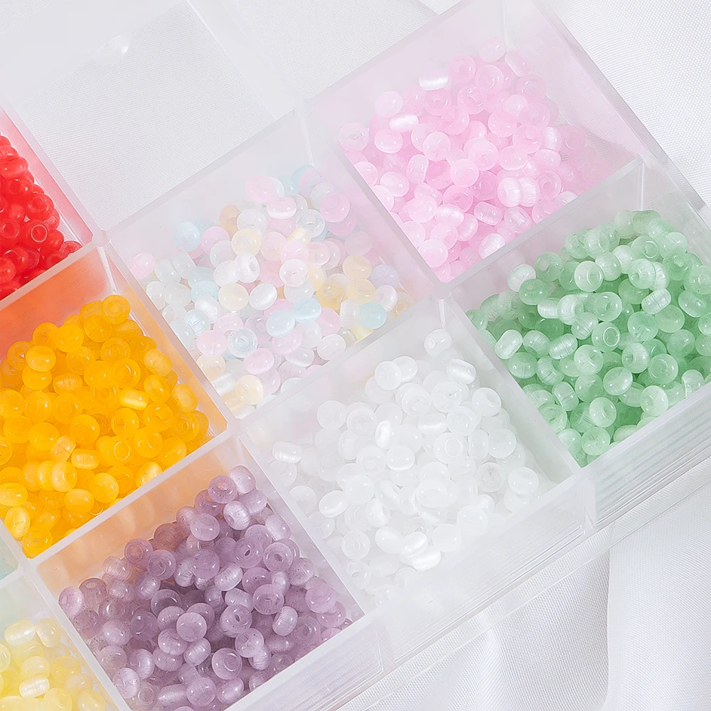 

45 г/пакет, цветная серия макарон, стеклянные бусины «кошачий глаз» для браслета «сделай сам», ювелирные изделия, мини-отверстие, свободные бусины, оптовая продажа