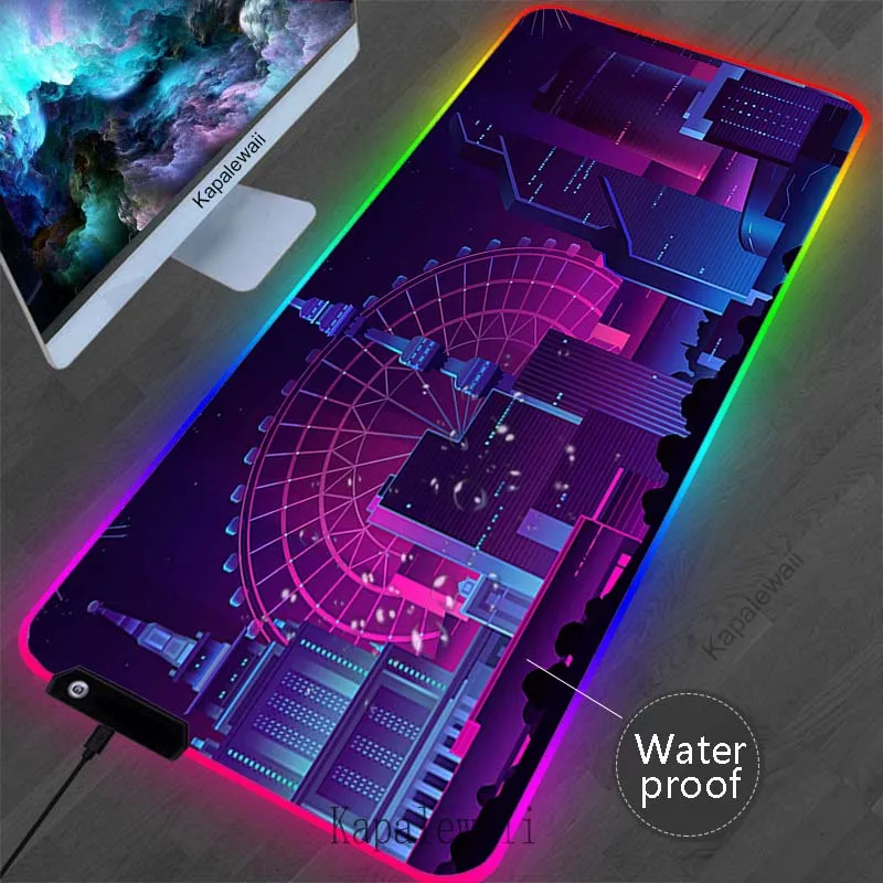 

Neon LED Large Gamer Mousepad RGB Luminous Gaming Speed Mouse Pad 900x400mm Waterproof Mouse Mat Game Accessories Keyboard Pads