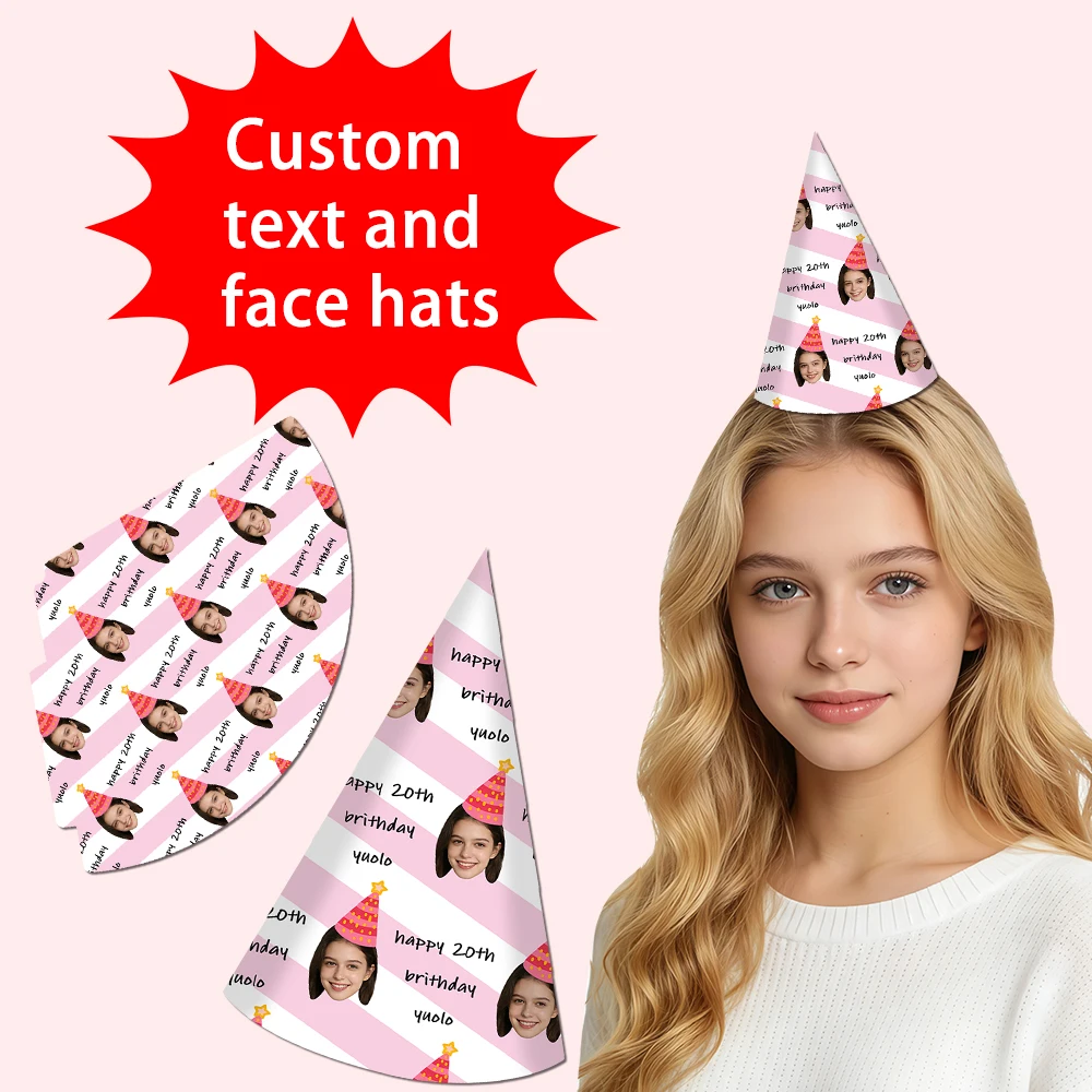 8個入り カスタムテキストと写真入り パーティーコーンハット - Party Hat Cone のレビューと価格