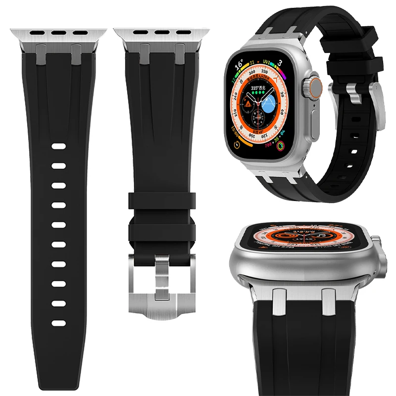 

Soft Silicone Strap For Apple Watch 9 Ultra 2 49mm Series 9 8 7 45mm 41mm Sport Band For iWatch 6 5 4 se 44 42mm Rubber Bracelet