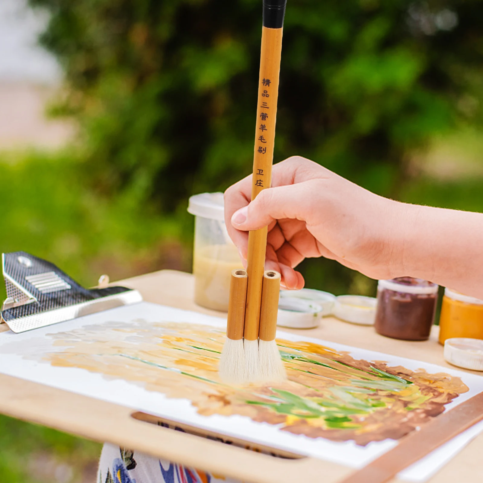 

Wool Paint Watercolor Bamboo H Lightweight Durable Easy Clean Wall Painting Brush Art Projects Painting Tools