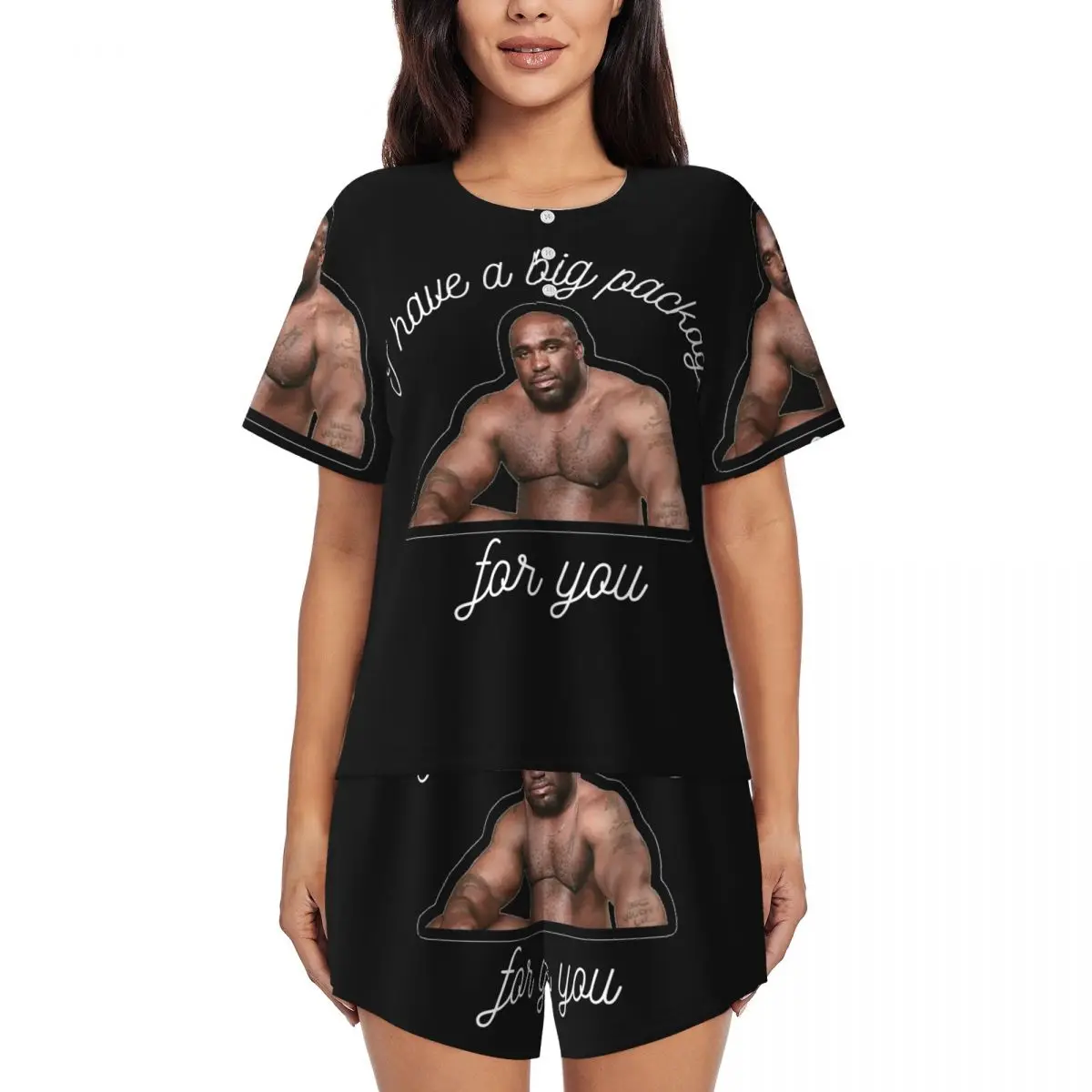 

Barry Wood I Have A Big Package For You Round Neck Short Sleeve Nightgowns for Sleepshirts Women Soft Pajama Set Short Pants
