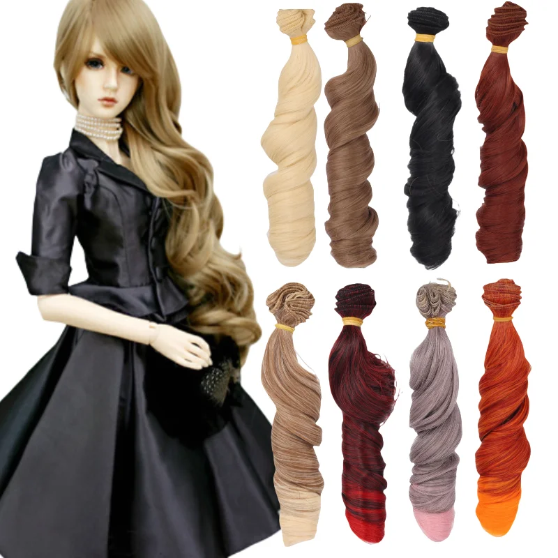 free shipping 15cm BJD/SD Doll Wigs/hair DIY High-temperature Wire Curly wave rainbow color  Wigs Hair