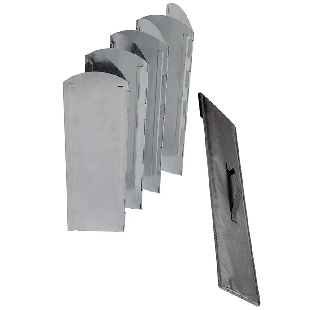 

8 Pieces Foldable Windproof Windshield 120x30cm Galvanized Sheet Lightweight Anti Wind Tool for Camping BBQ Stove Outdoor