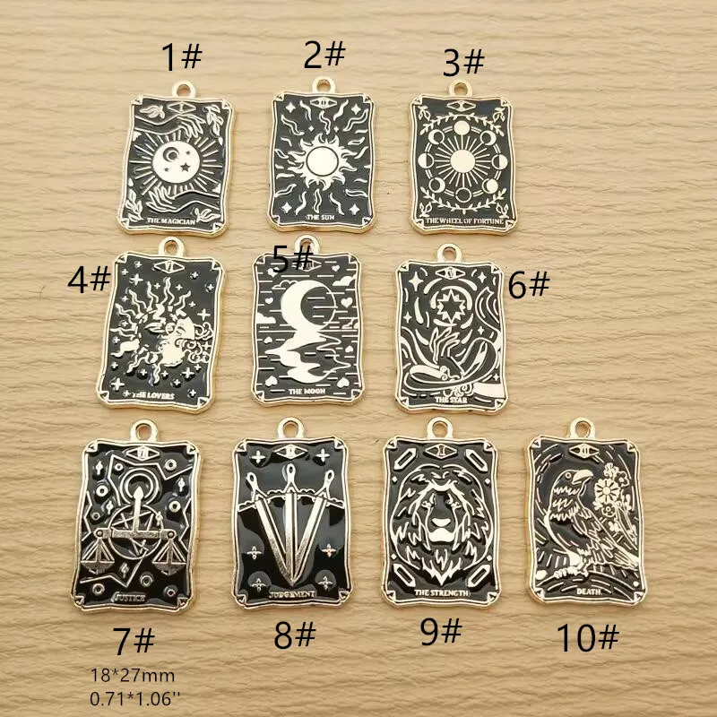 10pcs Sun Moon Tarot Charm for Jewelry Making Enamel Necklace Pendant Bracelet Phone Accessories Diy Craft Supplies Alloy Metal