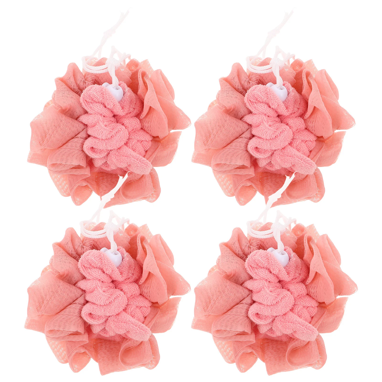 

4pcs Bar Soap Loofah Shower Pouf Ball Mesh Bath Sponge Exfoliating Body Scrubber Net For Spa Shower Bathing