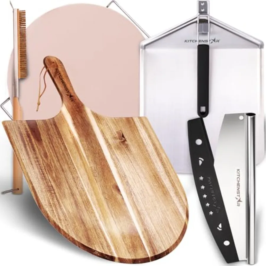 

16" Pizza Making Kit Set of 4 Tools + Stainless Steel Pizza Peel 14" with 10" Folding Handle - Pizza Making Bundle