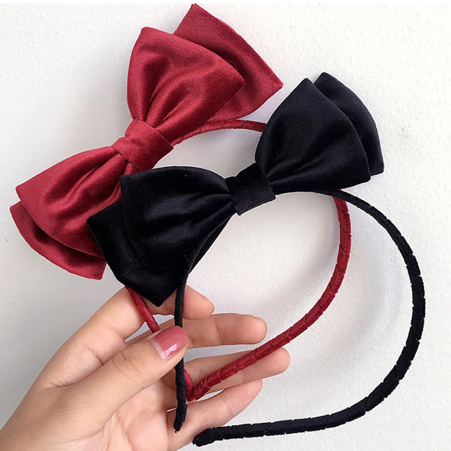 Sweet Hair Accessories Princess Hair Band Cute Red Black Bow Headband For Girls Women Headwear Retro Bow Ties Hairband Headbands