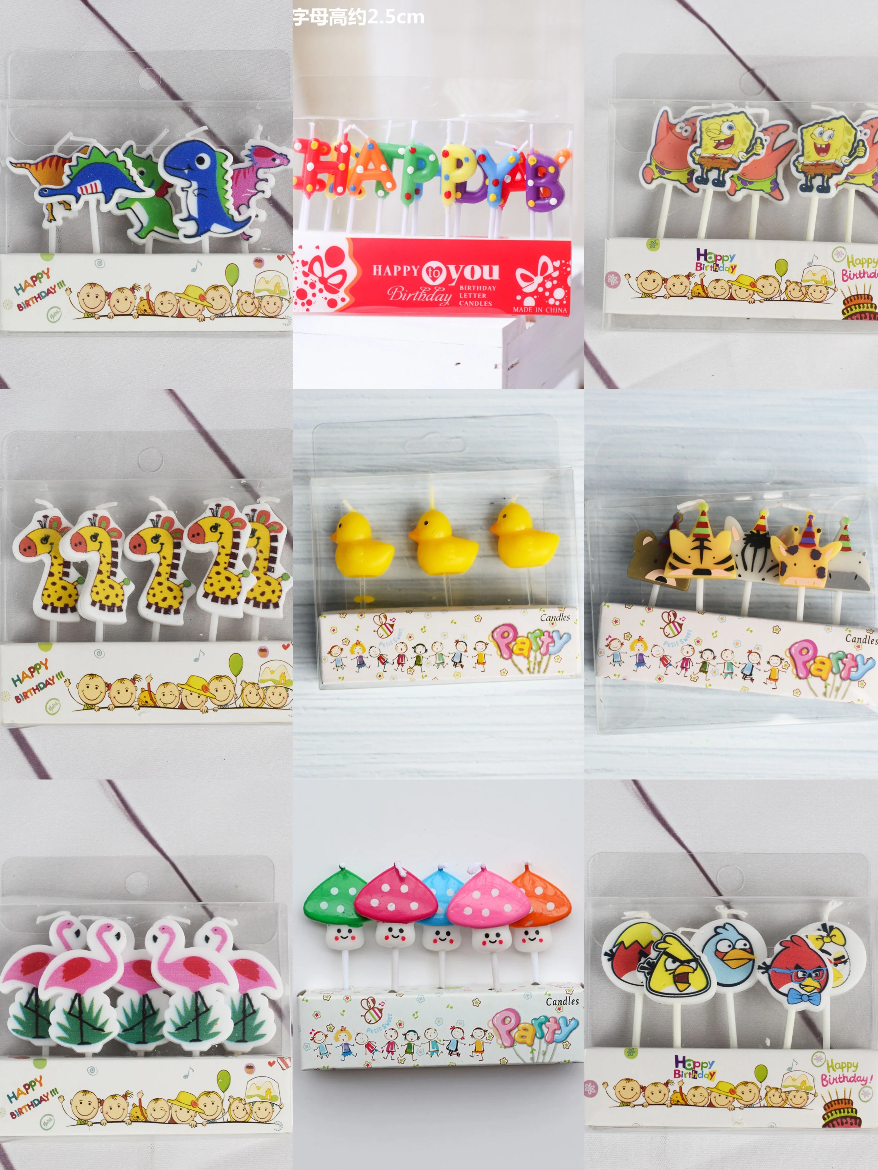 

Flamingo Animal Candle Baby Shower Birthday Cake Topper Dinosaur Duck Tiger Head Retro Robot Letters Love Baking Decor Supplies