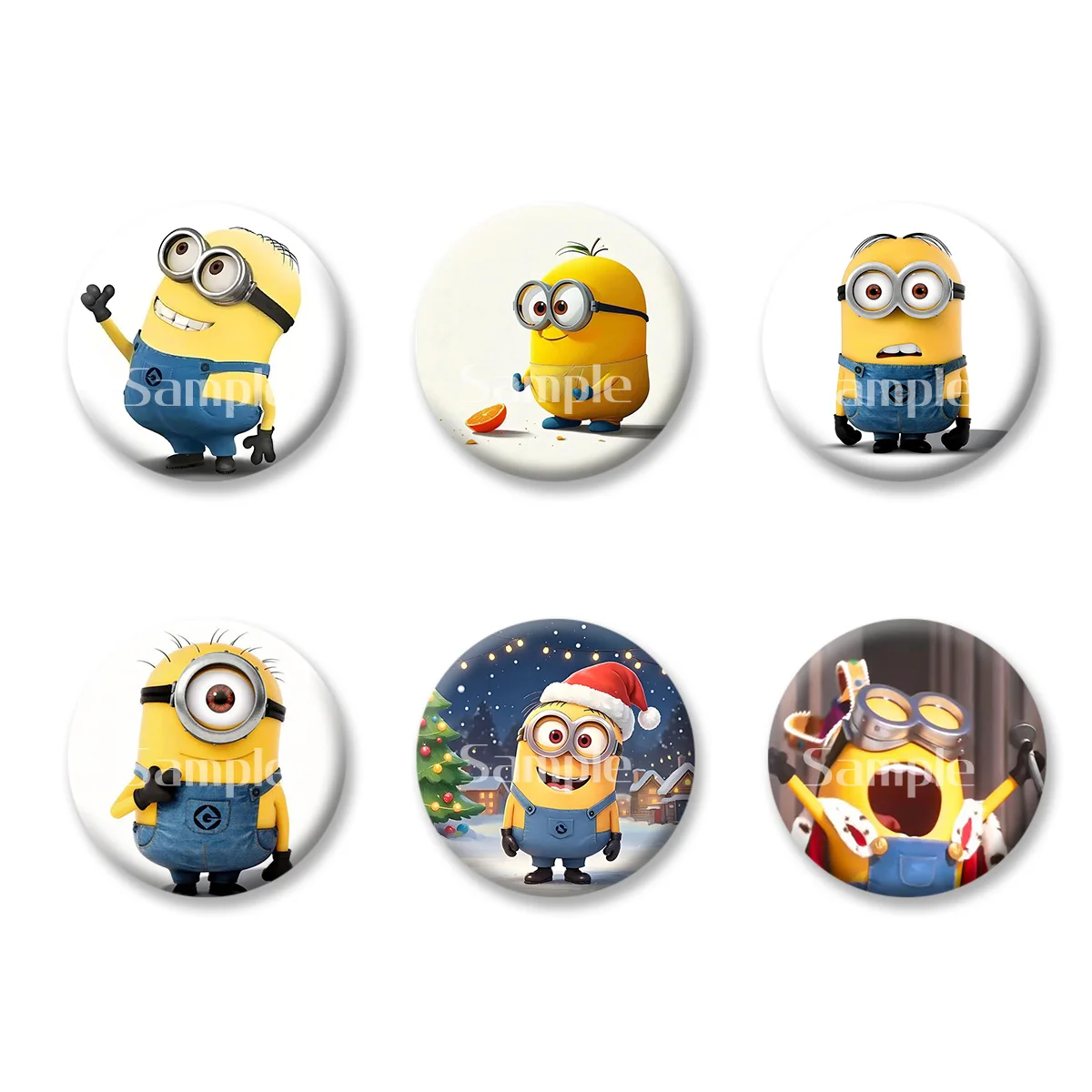

Despicable Me Minions Medal Flash Badge Keychains Makeup Mirror Fridge Magnet ACG Goods Anime Cartoon Peripherals Birthday Gift