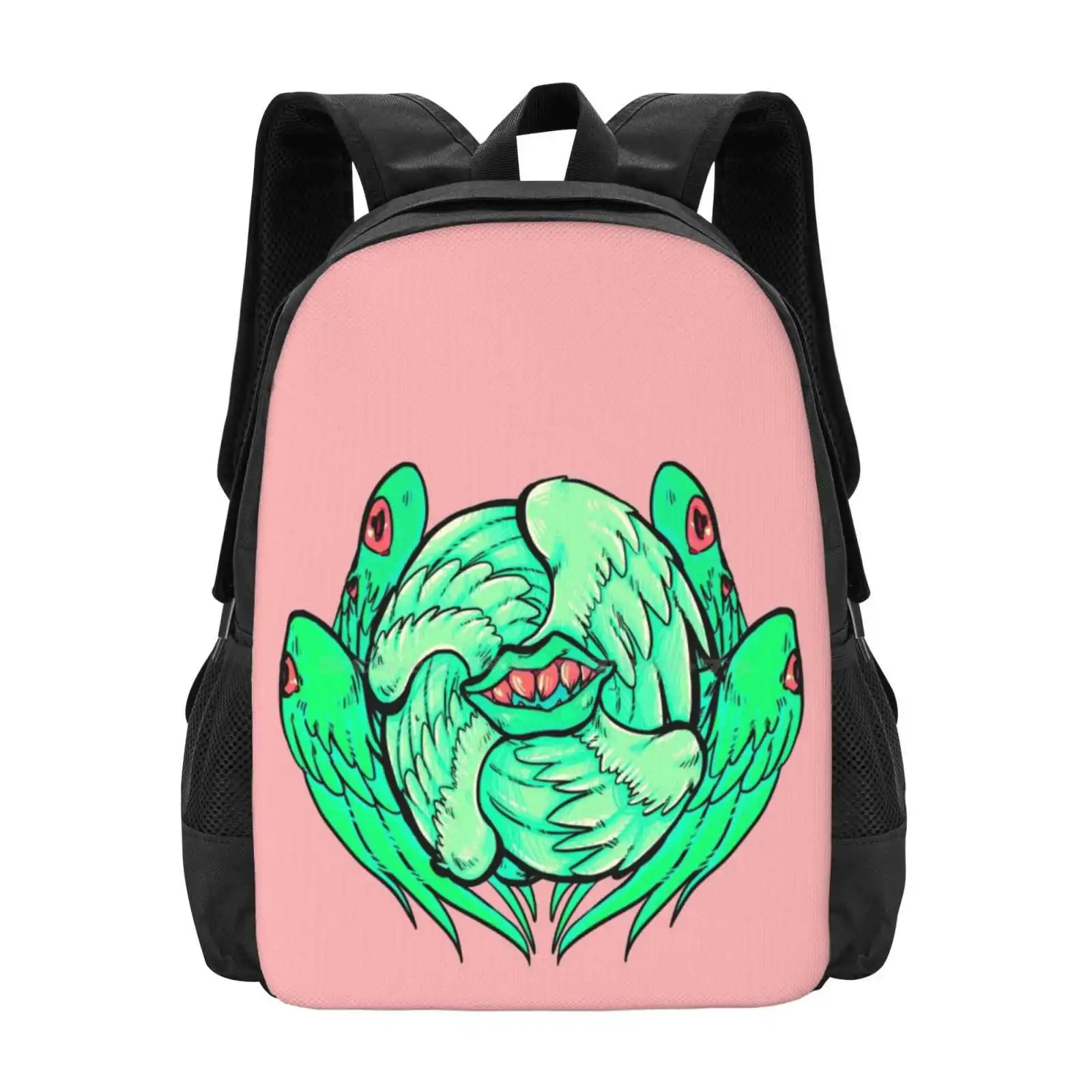 Sassy Seraphim Mint Hot Sale Schoolbag Backpack Fashion Bags Mint Green Seraphim Angelic Eyes Teeth Wings Creepy Pastel Grunge