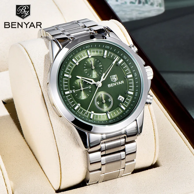 Benyar 2025 New For Mens Watches Male Casual Japan Miyota Quartz Wristwatch Luminous Hands Date часы мужские наручные кварцевые