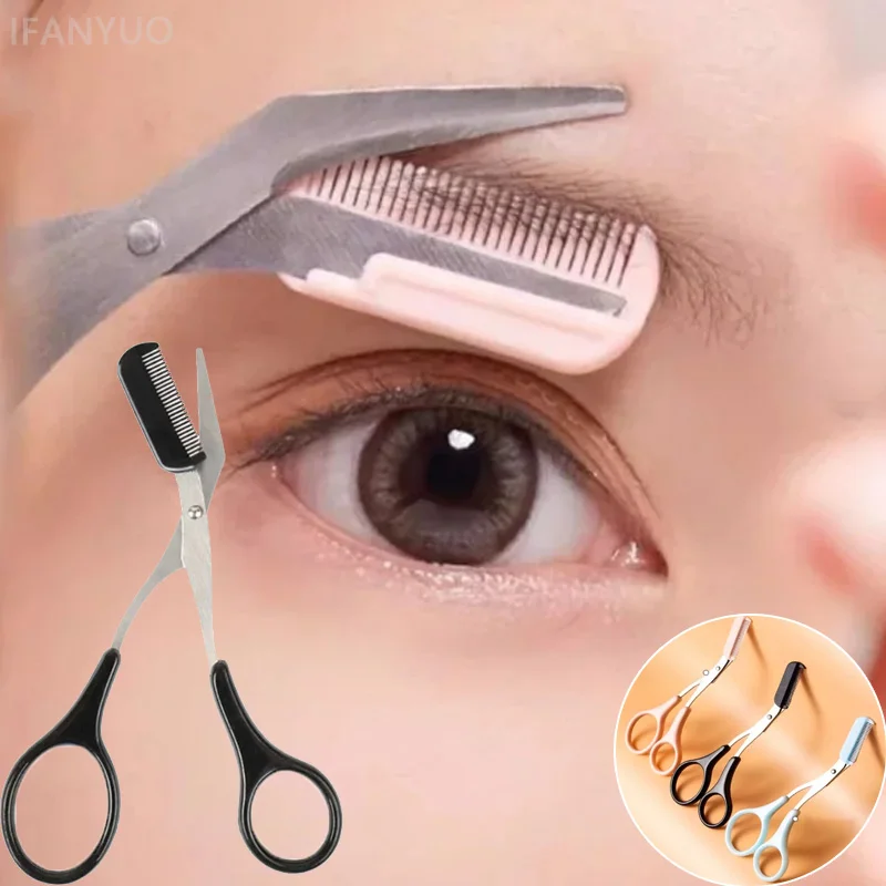 Augenbrauentrimmer, Schere, Schönheitsprodukte, Augenbrauenschere aus Edelstahl mit Kamm, Haarentfernung, Augenbrauenformung, Make-up-Werkzeuge