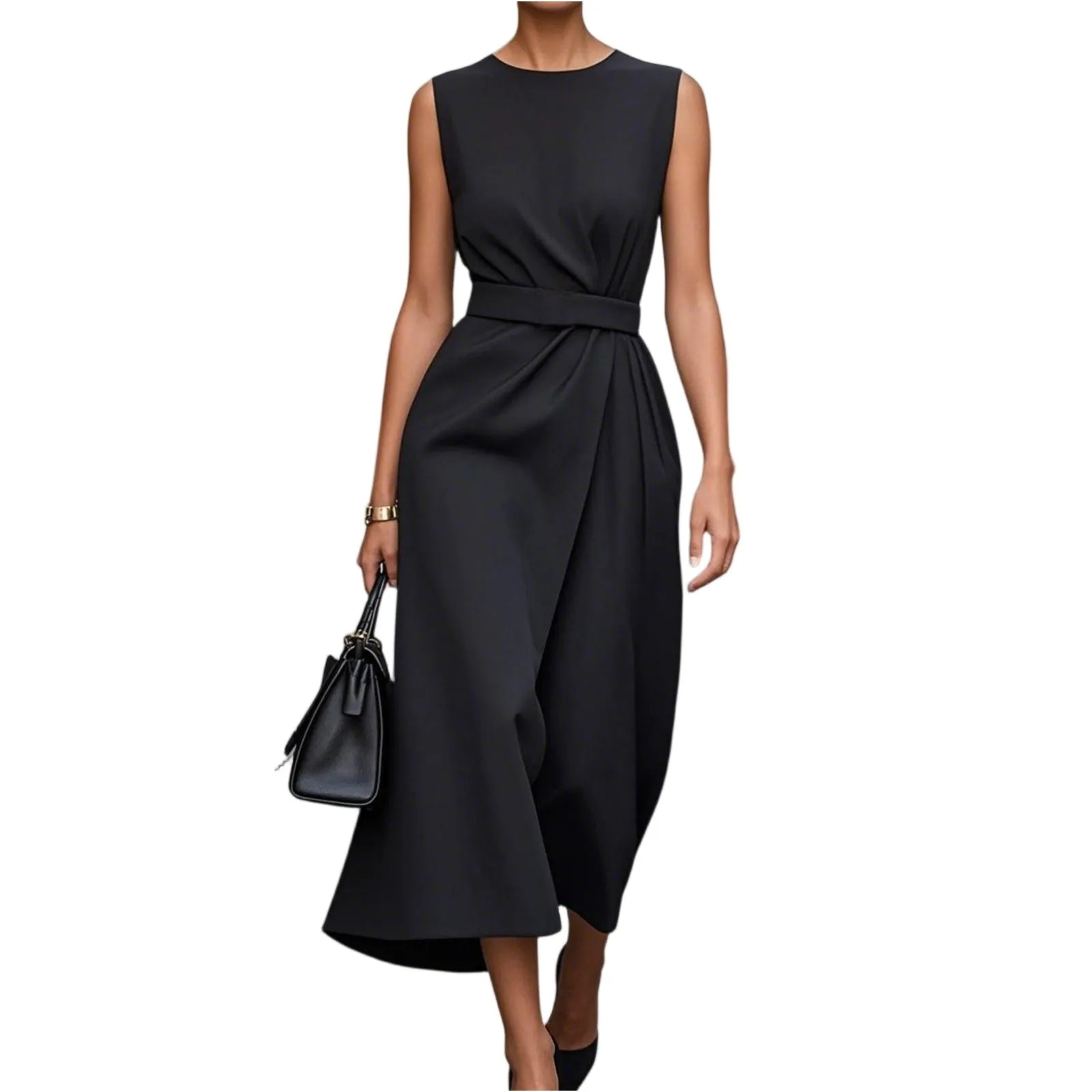 

Short Dresses Summer Women'S Fashion Casual Solid Color Zipper Sleeveless Round Neck Dress With Belt White Mini Skirt Jurk Dames
