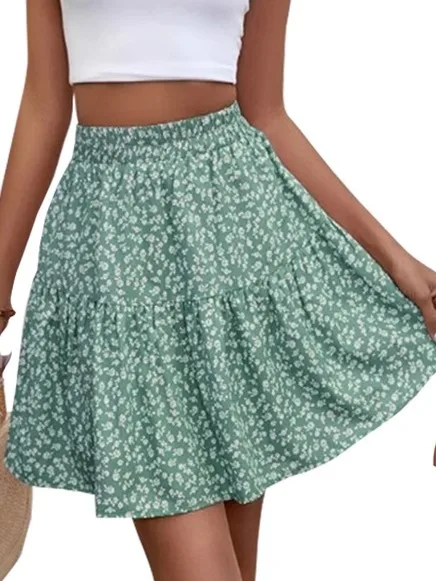 

High Waist Floral A-Line ort Skirt Street Sle Polyester Knitted Skirt for Women in Their Late Twenties And Thirties