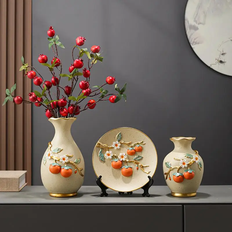 1 Set Ceramic Slender Vase Decoration Living Room Flower Arrangement High-end for TV Cabinet Foyer Table New Year Decoration