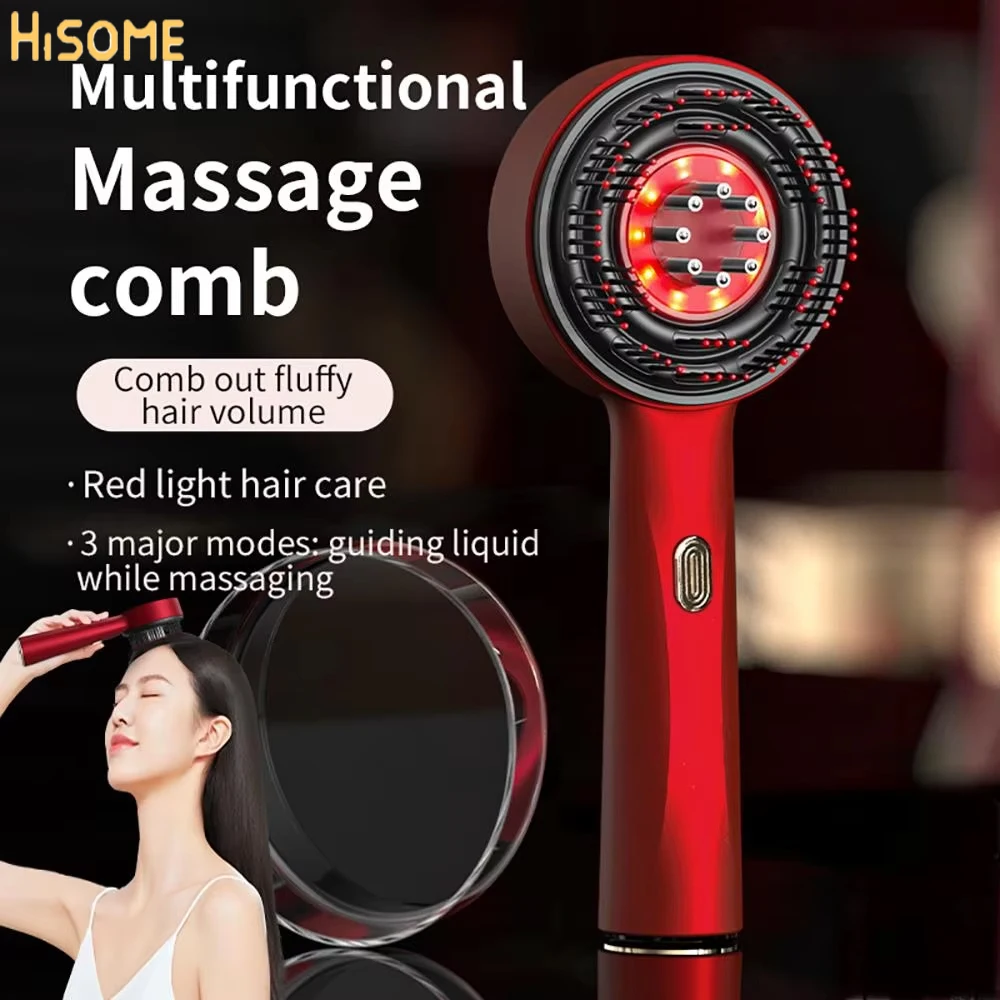 

Electric Hair Regrowth Brush with Red Light Therapy Vibration Massage Comb Anti-Hair Loss Exercise Hair Scrubber Combs Hair Care