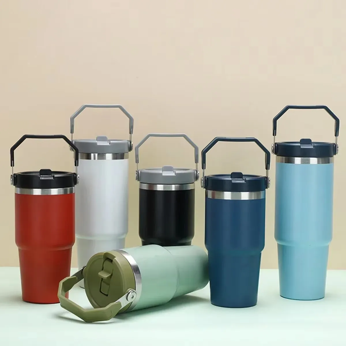 

Insulated Stainless Steel Water Bottles Keep Hot And Cold Mug Sport Thermos Bottle With Straw Lids Portable Vacuum Water Cup