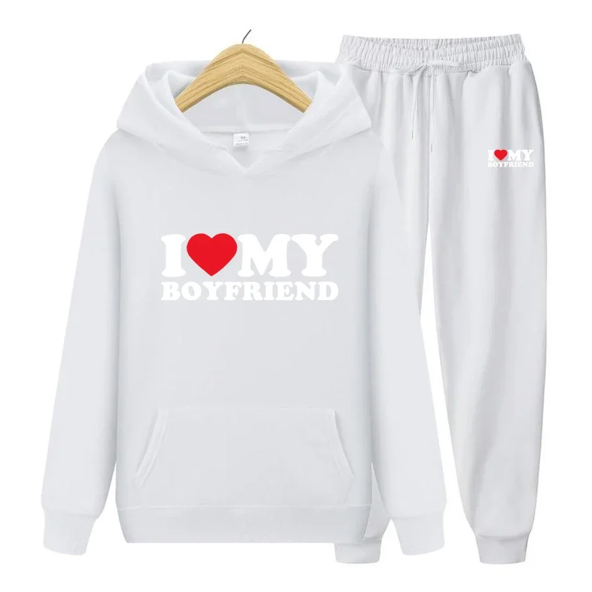 

Women's Long Sleeves I Love My Boyfriend Girlfriend Print Couples Hoodies Lover Sweatshirt Top Couple Clothes Oversized Clothing