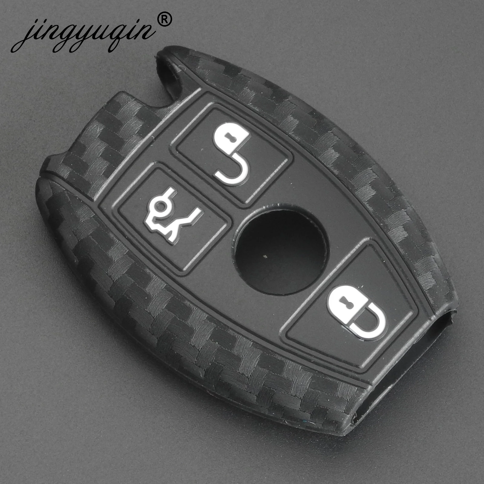 jingyuqin Car Key Silicone Carbon Case For Mercedes Benz year 2000+ NEC&BGA E S CL CLS CLA CLK W203 3 4 Buttons Remote Keyless