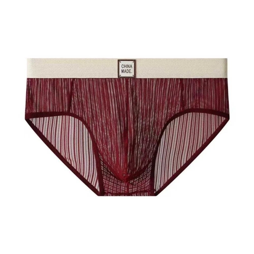 Fashion Transparent Men Underwear Lingerie U Pouch Ultra Thin Panties Triangle Mid Waist Male Mesh Briefs Summer Season