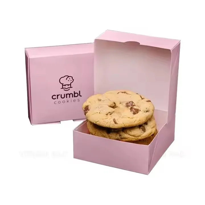 Wholesale Pink Cookie Box Luxury Cake Bread Donuts Sushi Pastry Snack Bakery Cookies Paper Packing Box with Inserts