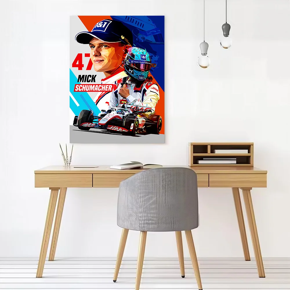 Mick Schumacher Low Poly Canvas Poster Wall Art Customizable High Quality Printed Picture for Home Decor Luxury Decoration Room