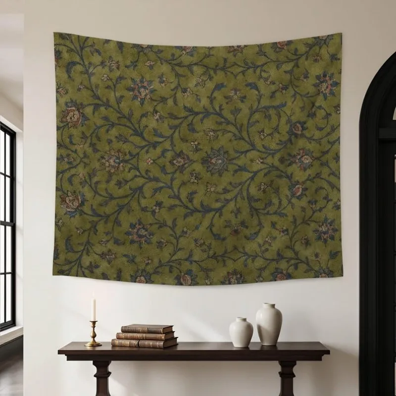 VIKAMA Retro-Blumen-Wandteppich, Bohemian-Stil, Pflanzenmotiv, Polyester, Wandbehang für Wohnzimmer, Schlafzimmer, Wohnheim, Heimdekoration