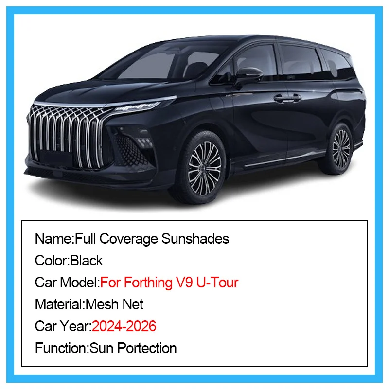 For Forthing V9 U-Tour 2024-2026 Xinghai V9 Car Mesh Shades Window Sunshades Sunscreen Privacy Curtain Mosquito Auto Accessorie